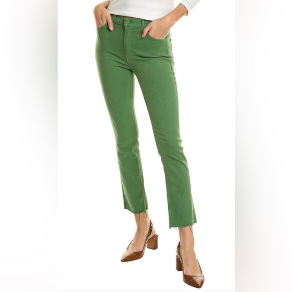 MOTHER green mid rise dazzler ankle fray jeans
